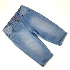 Liverpool Light Blue Denim Julia Short Style Capri Jeans, 8